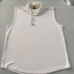 Ann Taylor Factory White Sleeveless Mock Neck Tank Top